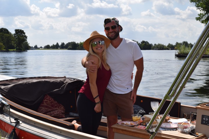 Two people on a boat